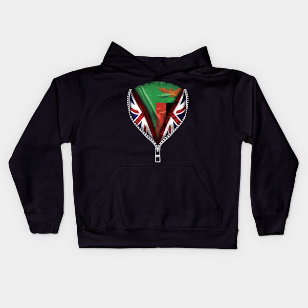 Zambian Flag  Zambia Flag zipped British Flag - Gift for Zambian From Zambia Kids Hoodie by Country Flags